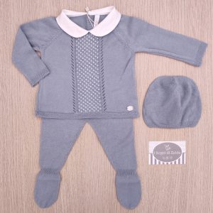 Completino nascita Azzurro Polvere/Bianco – Martin Aranda