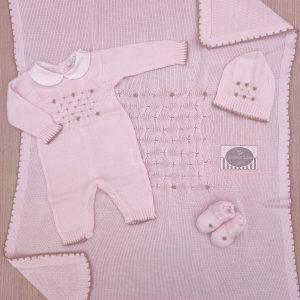 Corredino nascita Primodì Bebè – Rosa Chiaro/Tortora Punto Smock con tutina