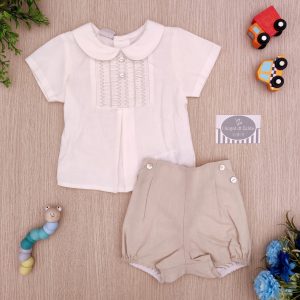 Completo Paz Rodriguez – Bianco/Beige Punto Smock