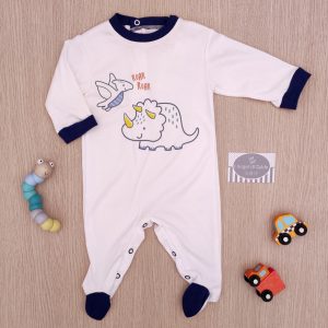 Tutina FS Baby – Bianco/Blu Dinosauri