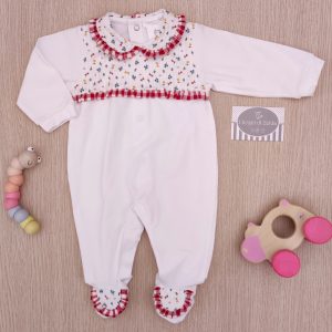 Tutina Deolinda – Bianco/Rosso Fiorellini