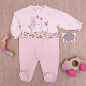 Tutina Deolinda – Bianco/Rosa Fiori ricamati