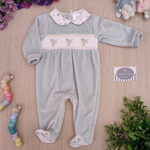 Tutina Deolinda – Verde Uccellini Punto Smock