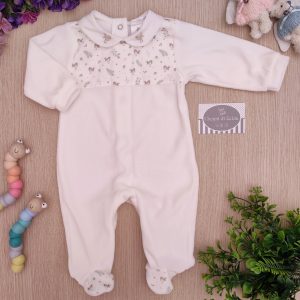 Tutina – Bianco Uccellini Colletto Ricamato