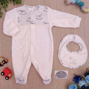 Tutina Deolinda – Bianco Cavalluccio Cielo apertura frontale + bav