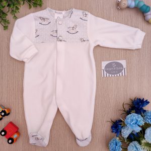 Tutina Deolinda – Bianco Cavalluccio Cielo apertura frontale