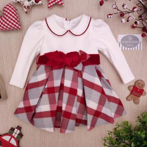 Abito Ambarabà – Tartan Rosso/Grigio Maniche Lunghe
