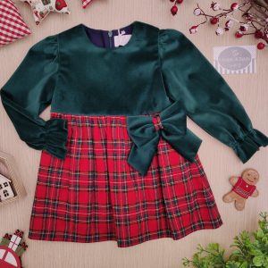 Abito Ambarabà – Tartan Rosso/Velluto Verde