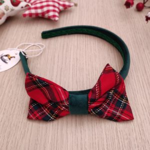 Cerchietto Ambarabà – Velluto Verde Fiocco Tartan