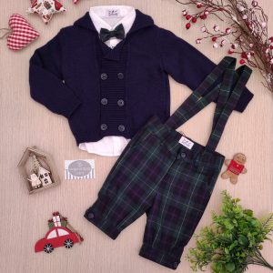 Completo Ambarabà – Blu/Verde Tartan con Pinocchietto