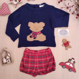 Completo corto A&J – Orsetto Blu/Rosso Tartan