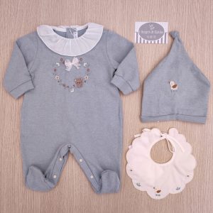 Tutina Barcellino – Verde Polvere Fiorellini (cap+bav)