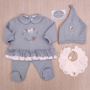 Completino Barcellino – Verde Polvere Fiorellini (cap+bav)