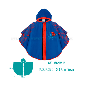 Poncho mantella Spiderman Impermeabile in EVA per bambini di età compresa 3-6 anni.