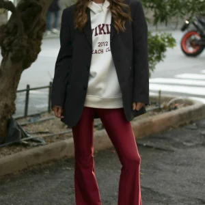 Leggins a zampa tinta unita Shangai bordeuax