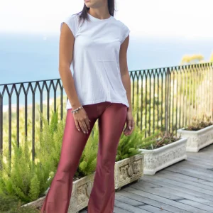 Leggins a zampa tinta unita rosa Kenya