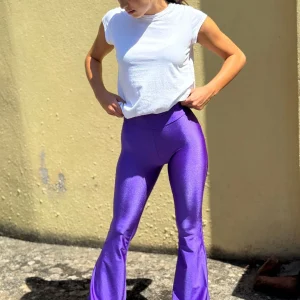 Leggins a zampa tinta unita violetto scuro