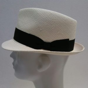 CAPPELLO PANAMA GENUINE HAT ORIGINALE PAGLIA ECUADOR FASCIA NERA tesa stretta