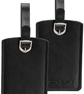 2 PEZZI PORTAINDIRIZZO Samsonite Global Travel Accessories Etichetta per Valigie 10 cm, Nero (Black)