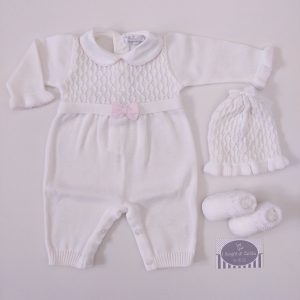 Tutina nascita Primodì Bebè – Bianco/Rosa chiaro