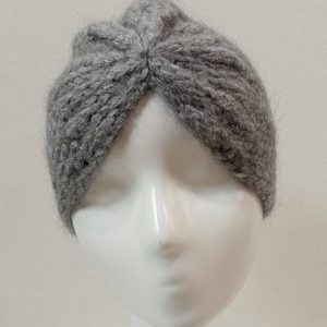 CAPPELLO CUFFIA TURBANTE IN MAGLIA MOHAIR GRIGIO MADE IN ITALY