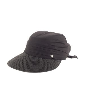 CAPPELLO DONNA ESTIVO VISIERA E BANDANA COTONE NERO