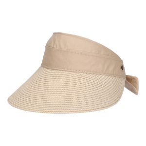 Visiera donna estiva paglia e tessuto beige