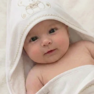 Accappatoio Neonato Orsetto Triangolo 100% Cotone Made in Italy