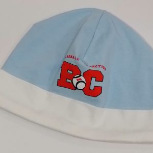 BERRETTA CUFFIA BAMBINO AZZURRO BORDO BIANCO MISURA 50/54 COTONE LEGGERO MADE IN ITALY