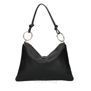 BORSA A SPALLA CON TRACOLLA IN PELLE  NERO MADE IN ITALY