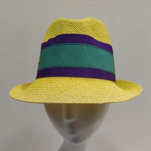Cappello Donna BORSALINETTE By Borsalino 100% Panama giallo fascia verde viola