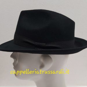 CAPPELLO FELTRO LANA FEDORA NERO TESA MEDIA MADE IN ITALY