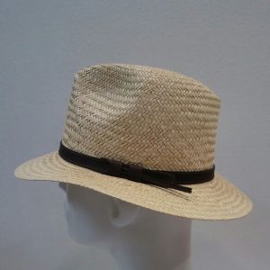 CAPPELLO PAGLIA NATURALE TESA LARGA abbassata MADE IN ITALY cinturino pelle