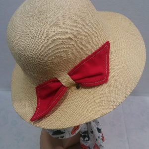 Cappello PANAMA donna BORSALINETTE by Borsalino fiocco removibile ROSSO