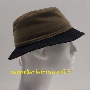 CAPPELLO PESCATORE BUCKET VELLUTO RIGHE MADE IN ITALY TAUPE NERO