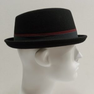Cappello pork pie in feltro di lana nero made in Italy