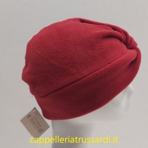 CAPPELLO CUFFIA TURBANTE PILE ROSSO MADE IN ITALY by FRASCONI