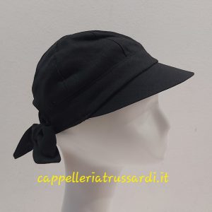 CAPPELLO DONNA ESTIVO VISIERA LINO COTONE NERO
