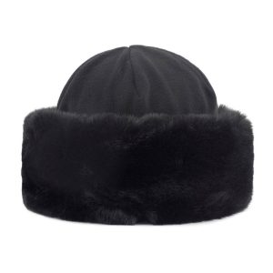 COLBACCO NERO ZARINA IN PILE CON BORDO IN ECOPELLICCIA