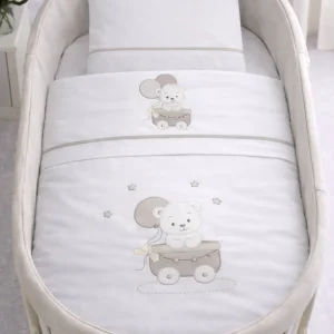 Coordinato Culla Carrozza 5 PEZZI Neonato Ricamo Made in Italy