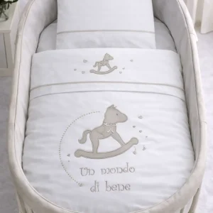 Coordinato Culla Cavallino 5 PEZZI Neonato Ricamo Made in Italy