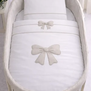 Coordinato Culla Fiocco 5 PEZZI Neonato Ricamo Made in Italy