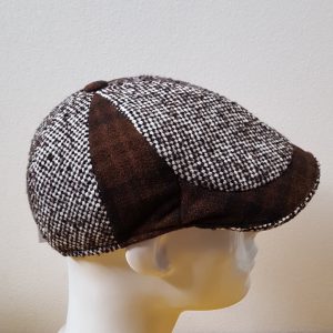 Coppola berretto becco d’oca bicolore marrone tweed made in italy MISURA 60