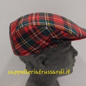 COPPOLA RIGIDA GOLF CAP TESSUTO LANA SCOZZESE VERDE ROSSO