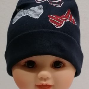 BERRETTA CUFFIA BAMBINA BLU COTONE MISURA 48/52