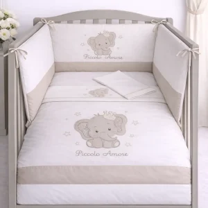 Set 6 Pezzi Coordinato Elefantino Lettino Neonato Paracolpi